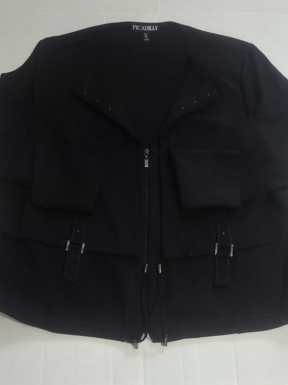 Picadilly XL Black Top Zip-Front Jacket Long Sleeve NWOT